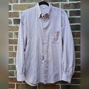 L.L. Bean Red and White Casual Button Down Shirt